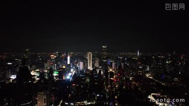 江苏南京城市夜景灯光大景航拍